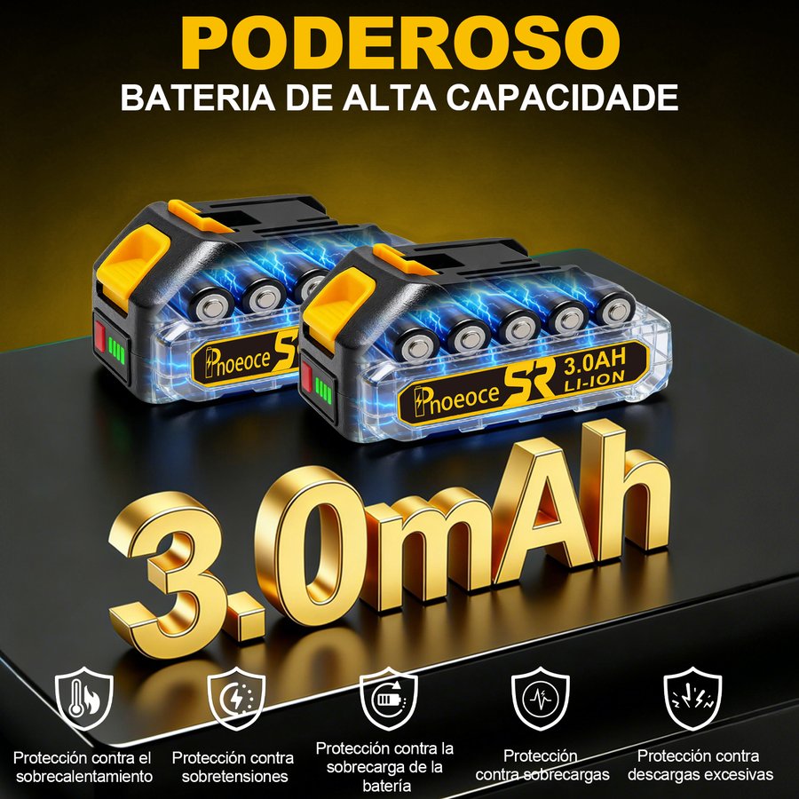 PNOEOCE Furadeira Parafusadeira 48V Sem Fio | 2 Baterias + Kit Completo | Multifuncional Alta Potência — imagem 7